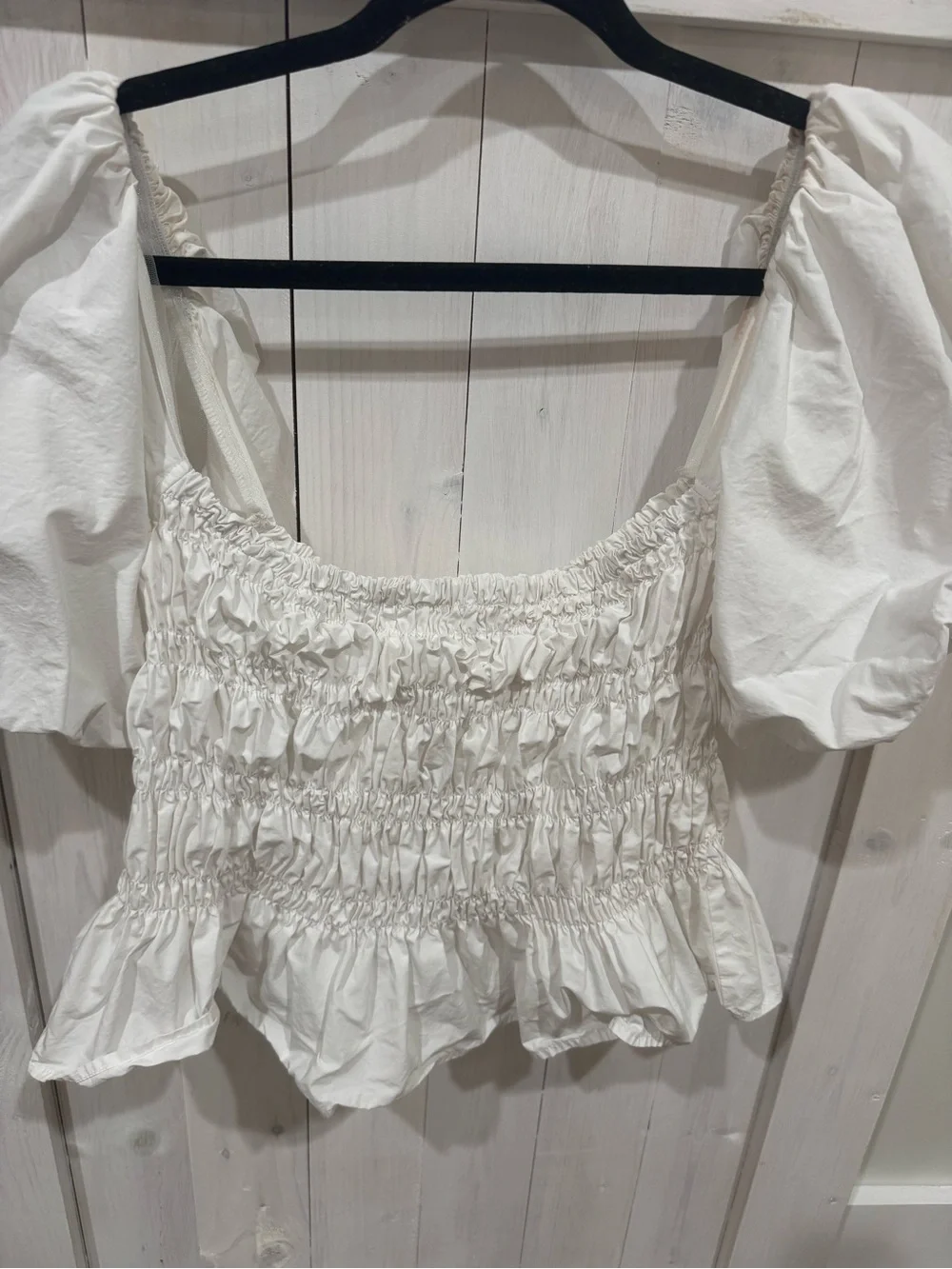 Astr White Smocked Square-Neck Peplum Blouse - Picture 6 of 7